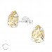 Silver Pear Ear Studs with Genuine European Crystals