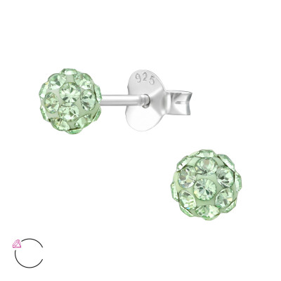 Silver Ball Ear Studs with Genuine European Crystals