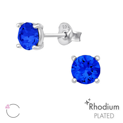 Silver Round Ear Studs with Genuine European Crystal