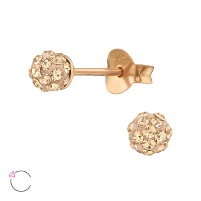 Silver Ball Ear Studs with Genuine European Crystals