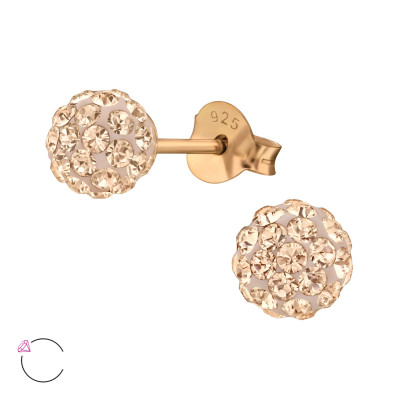 Silver Crystal Ball Ear Studs with Genuine European Crystals