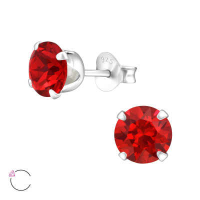 Silver Round Ear Studs with Genuine European Crystals