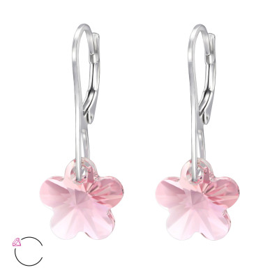 Silver Flower La Crystale Earrings with Genuine European Crystals