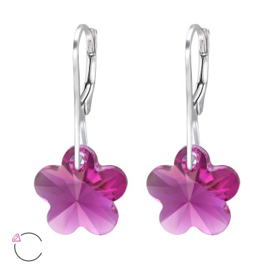 Silver Flower La Crystale Earrings with Genuine European Crystals