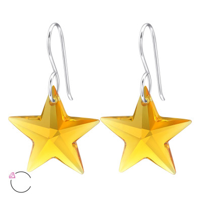 Silver Star Earrings with Genuine European Crystals