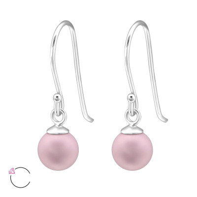 Silver Round Earrings with Genuine European Pearl