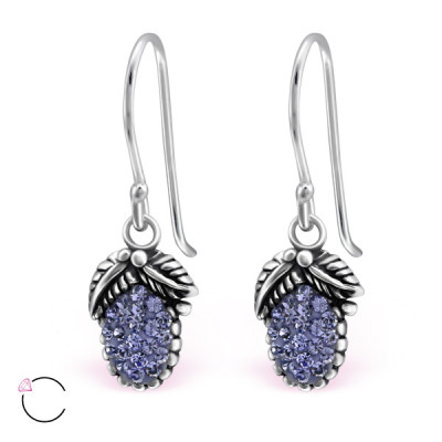 Silver Flower Earrings with Genuine European Crystal