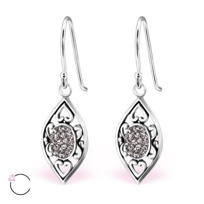 Silver Marquise Earrings with Genuine European Crystals