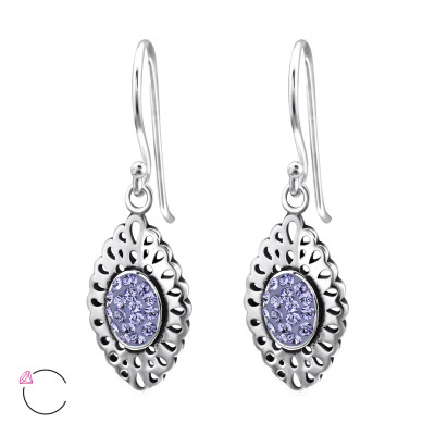 Silver Marquise Earrings with Genuine European Crystals