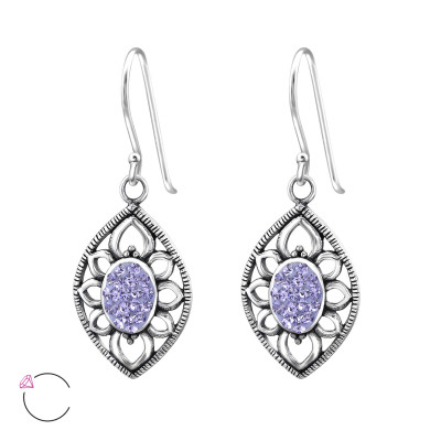 Silver Antique Earrings with Genuine European Crystals