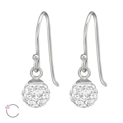 Silver Crystal Ball Earrings with Genuine European Crystals