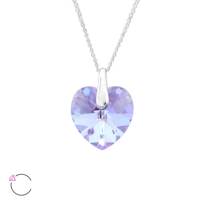 Silver Heart Necklace with Genuine European Crystal