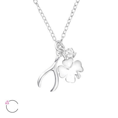 Silver Lucky Charm La Crystale Necklace with Genuine European Crystal