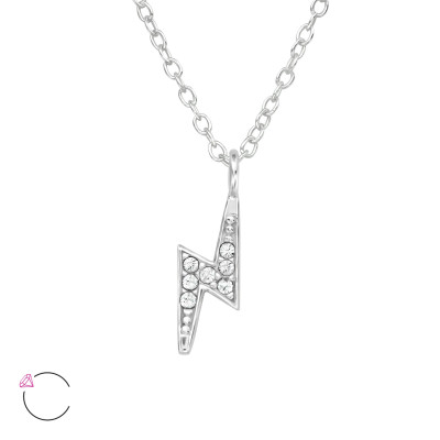 Silver Bolt Necklace with Genuine European Crystals