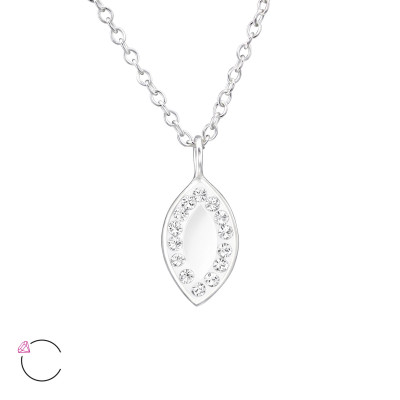 Silver Marquise Mirror Necklace with Genuine European Crystals