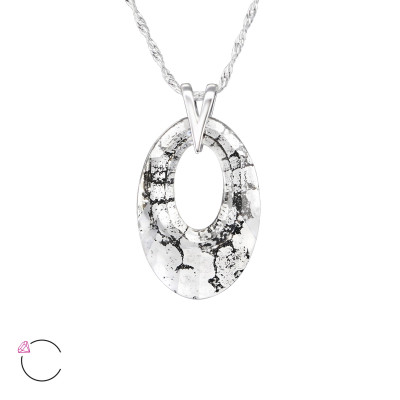 Silver Oval Necklace with Genuine European Crystals