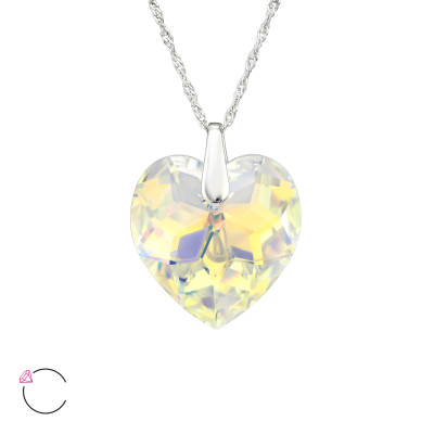 Silver Heart La Crystale Necklace with Genuine European Crystals