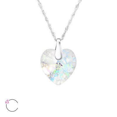 Silver Heart La Crystale Necklace with Genuine European Crystals