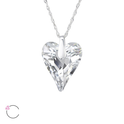 Silver Wild Heart Necklace with Genuine European Crystal