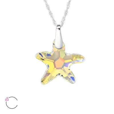 Silver Starfish La Crystale Necklace with Genuine European Crystals