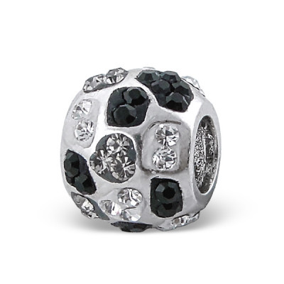 Round Sterling Silver Bead with Crystal