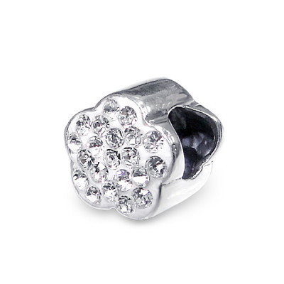 Flower Sterling Silver Bead with Crystal