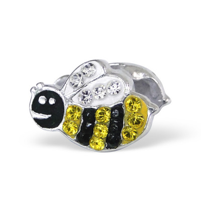 Bee Sterling Silver Bead with Crystal
