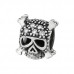 Silver Skull Bead with Cubic Zirconia