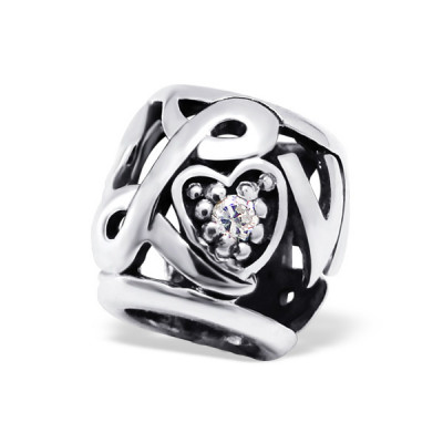 Love Sterling Silver Bead with Cubic Zirconia