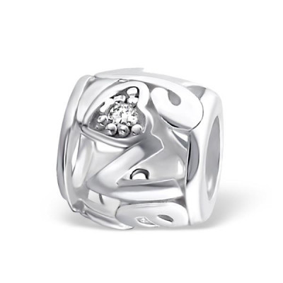 Love Sterling Silver Bead with Cubic Zirconia