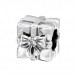 Silver Gift Present Bead with Cubic Zirconia