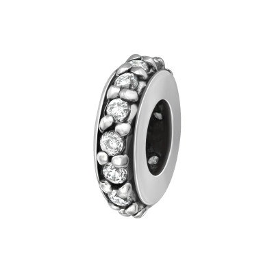 Silver Round Bead with Cubic Zirconia