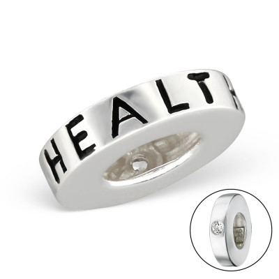 Healthy Sterling Silver Bead with Cubic Zirconia