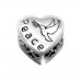 Heart Peace Sterling Silver Bead with Crystal