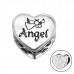 Silver Heart Angel Bead with Crystal