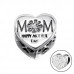 Silver Heart Mom Bead with Crystal