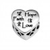 Silver Heart Love Faith Hope Bead with Crystal