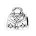 Silver Shopping Bag Bead with Cubic Zirconia