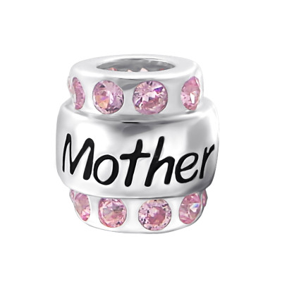 Silver Mother Bead with Cubic Zirconia