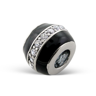 Silver Round Bead with Cubic Zirconia