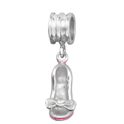 Silver Hanging High-Heel Bead with Cubic Zirconia