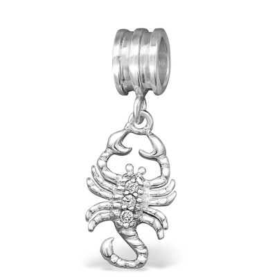 Silver Scorpio Zodiac Sign Bead with Cubic Zirconia