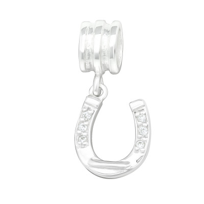 Silver Horseshoe Bead with Cubic Zirconia