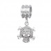 Silver Hanging Skull Bead with Cubic Zirconia