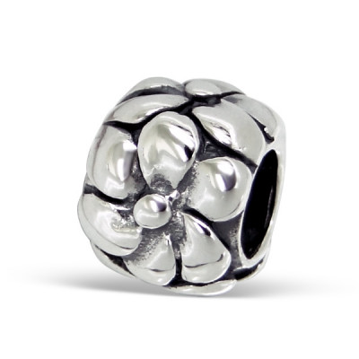 Flower Round Sterling Silver Bead