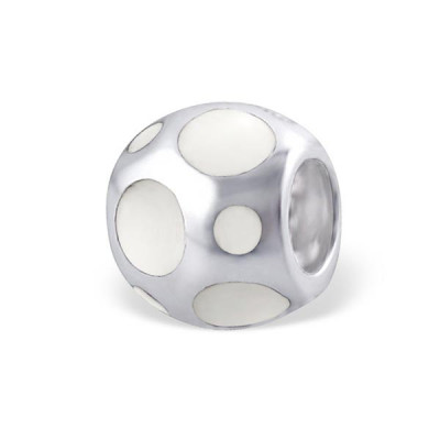 Round Sterling Silver Bead with Shell/Imitation Stone