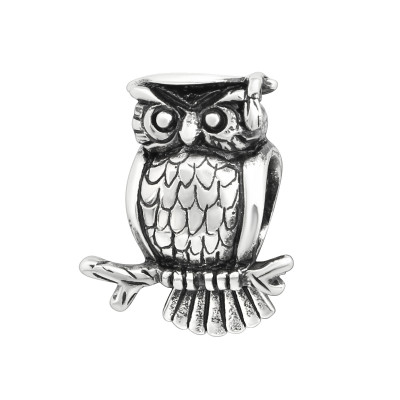 Silver Owl Bead