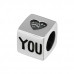 Silver Square I Love You Bead