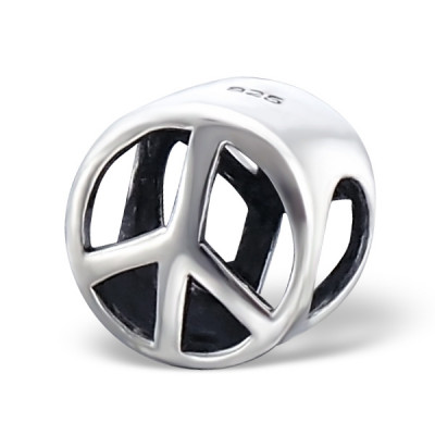 Peace Sign Sterling Silver Bead