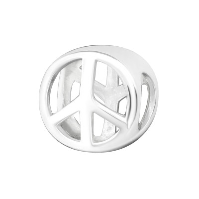 Silver Peace Sign Bead